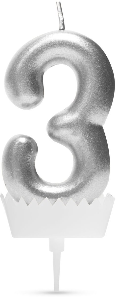 Verjaardagskaars cijfer 3 - 6×3 cm - taartkaars - decoratieve kaars voor feest & verjaardag [56183-3]