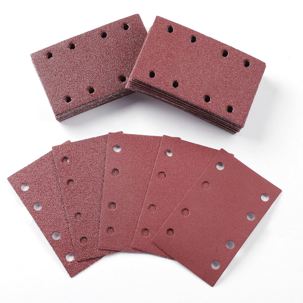 Schuurpapier 80 x 133 mm - 50 stuks met korrelgrootte 40/60/80/120/240 - rechthoekig schuurvel - ShopVlot
