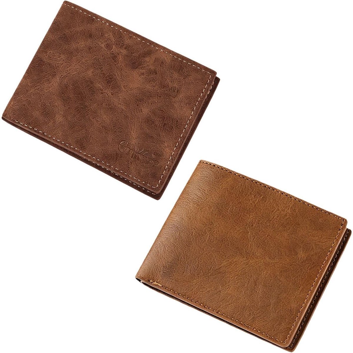 Multi-Card Portemonnee 2 Stuks - Korte Draagbare PU-Leer - Retro Zakelijke Stijl - ShopVlot