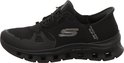 Zwarte Skechers Glide-Step Pro dames instapper met S-logo op de zijkant.