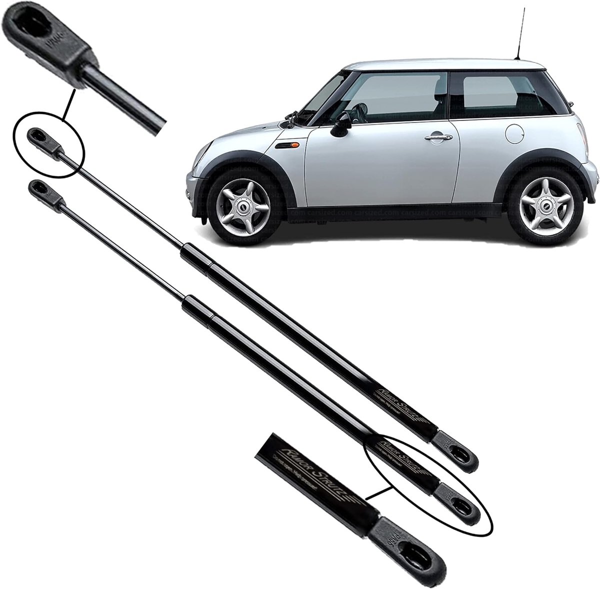 Gasveren achterklep 2x - Geschikt voor Mini One + Cooper R50,R53 2001-2006 - 495 mm lengte - Eenvoudige installatie - ShopVlot