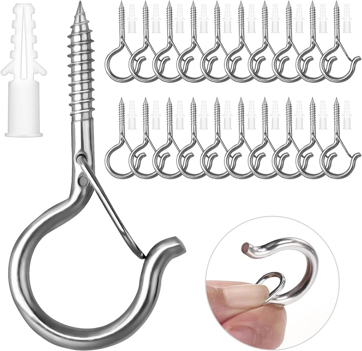 Schroefhaken 20 stuks - zilver - hoge draagkracht - ideaal voor hangstoelen - ShopVlot