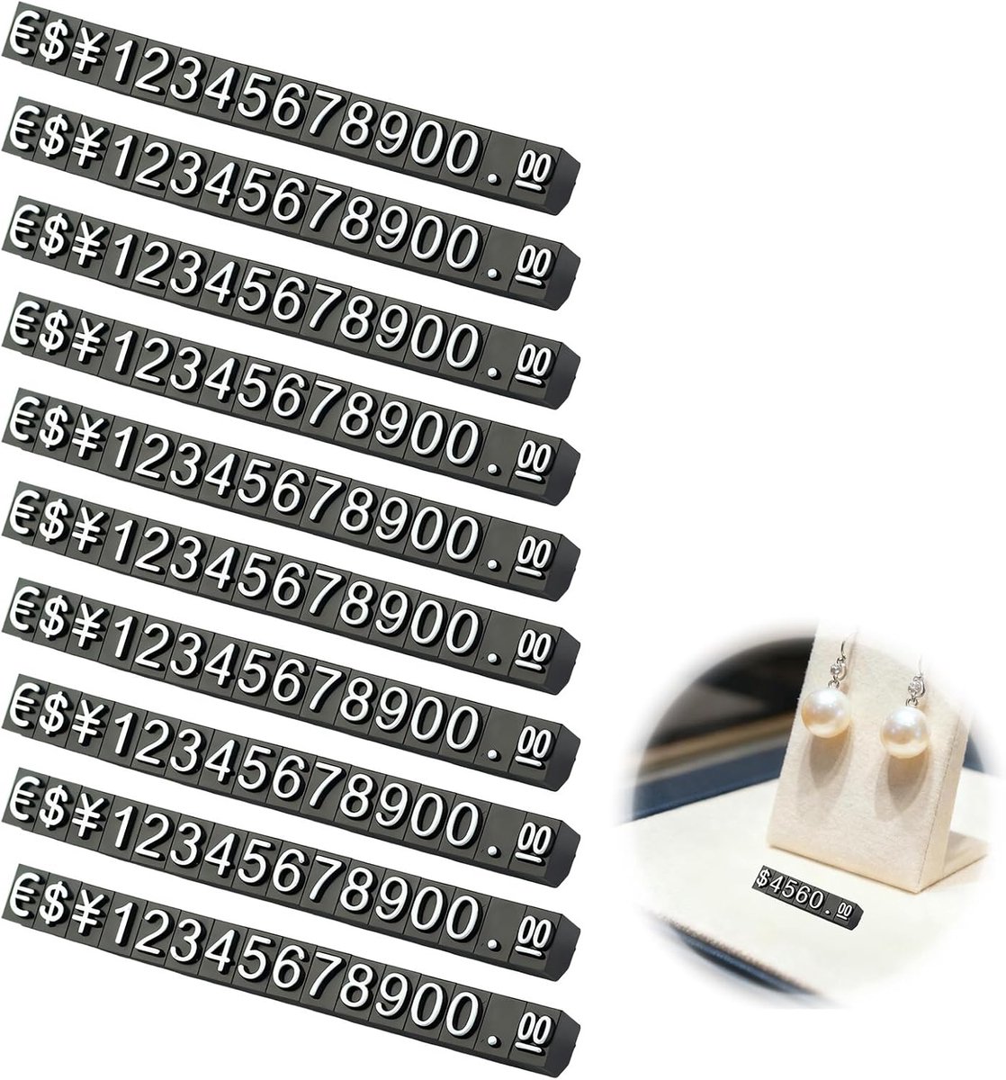 Prijslabels set van 10 - digitaal - zwart - ideaal voor winkels en markten - ShopVlot