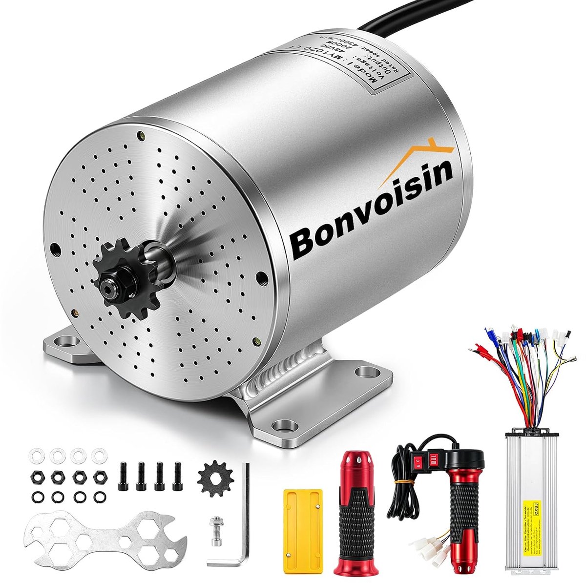 Elektrische Borstelloze DC Motor 48V 2000W - Hoge snelheid 4300RPM - 3 snelheden - Ideaal voor Go Kart en Dirt Bike - ShopVlot