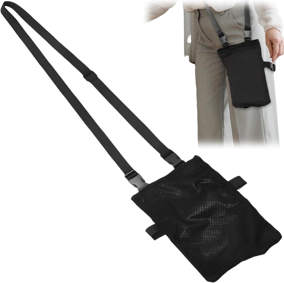 Multifunctionele Catheter Pocket Cover - Zwart Mesh - Ondersteuning en Fixatie - Geschikt voor 2 liter - ShopVlot