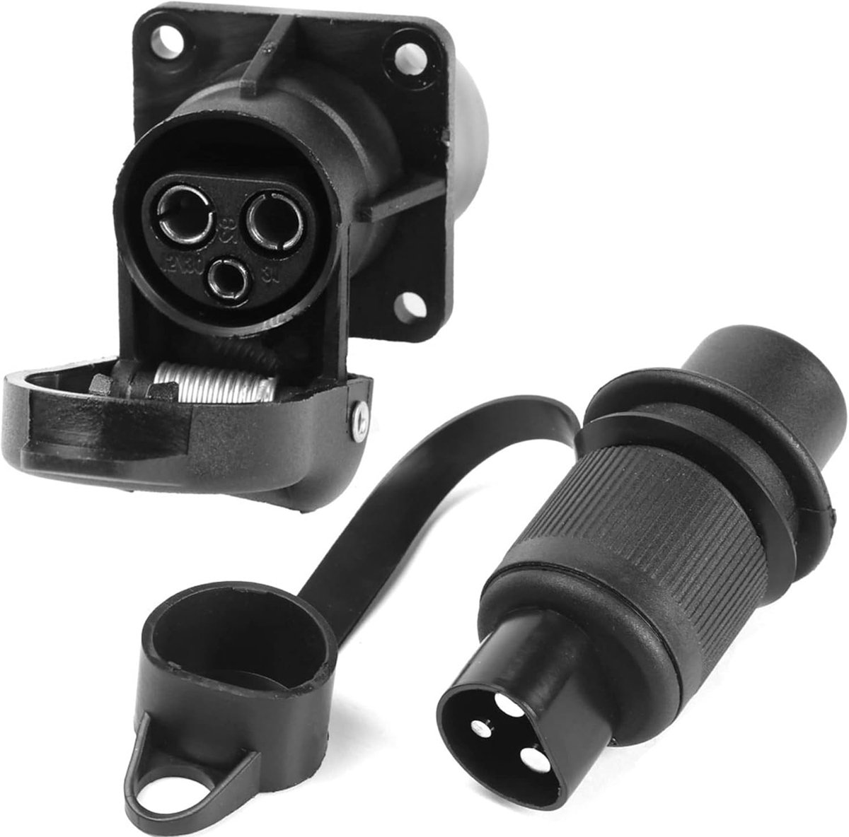 12 V 3-poolige trailer stekker - vrouwelijke plug - waterdicht - ideaal voor caravan en tractor - ShopVlot