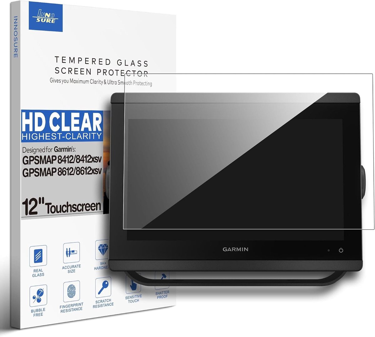 Geharde glazen beschermfolie 12-inch - dubbel veiligheidsglas - optimale bescherming - voor Garmin GPSMAP 8412/8612 - ShopVlot