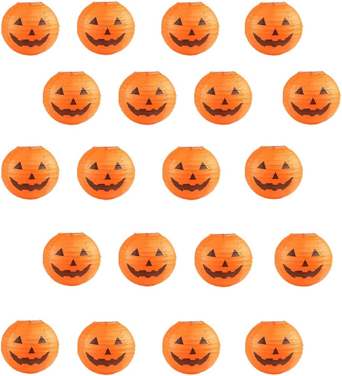 Papier Halloween Lantaarns 20 cm - Pompoen Motief - Lichtgewicht en Opvouwbaar - Perfect voor Feestdecoratie - ShopVlot