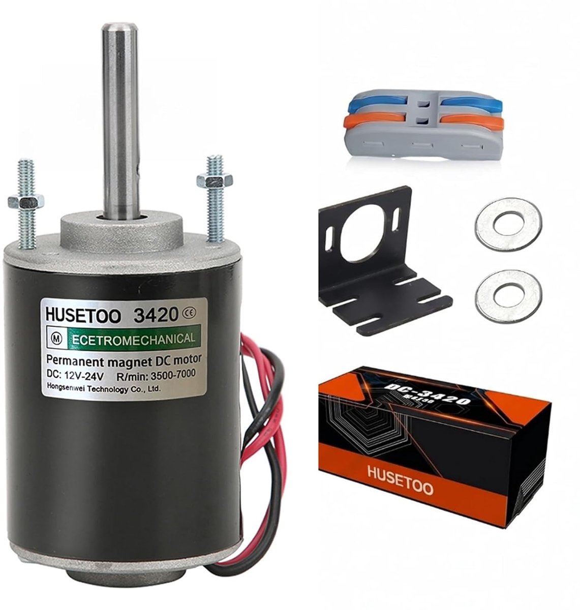 Gelijkstroommotor 12 V/24 V - 30 W met 43 mm glijas - stille permanente magneetmotor - ShopVlot