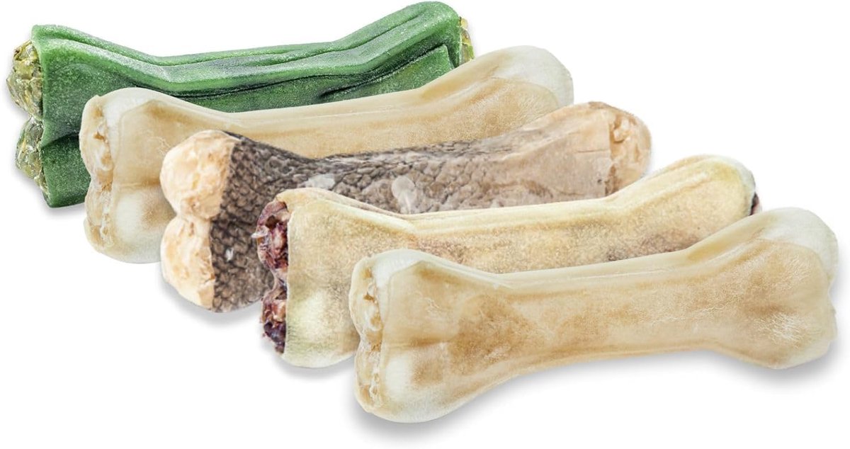 Hondenkauwbot 17 cm - Drogen leer - 5 smaken - Ondersteunt gezonde tanden - ShopVlot