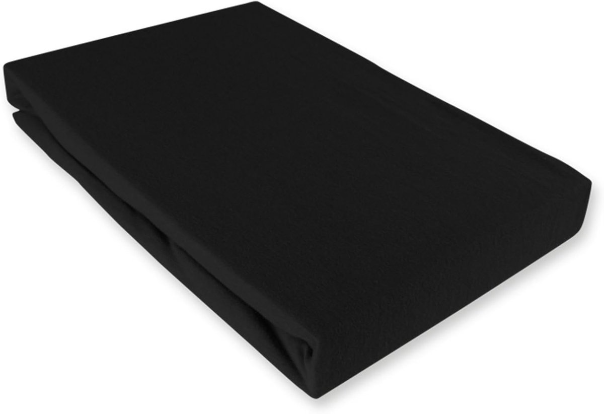 Jersey hoeslaken 90-100 x 190-200 cm - zwart - 100% katoen - ademend en wasbaar - ShopVlot