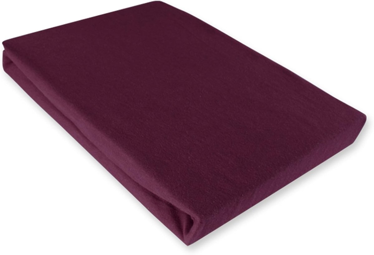 Fitted sheet 90-100x190-200 cm - aubergine katoen - Oeko-Tex Standard 100 - perfect passend voor elk matras - ShopVlot