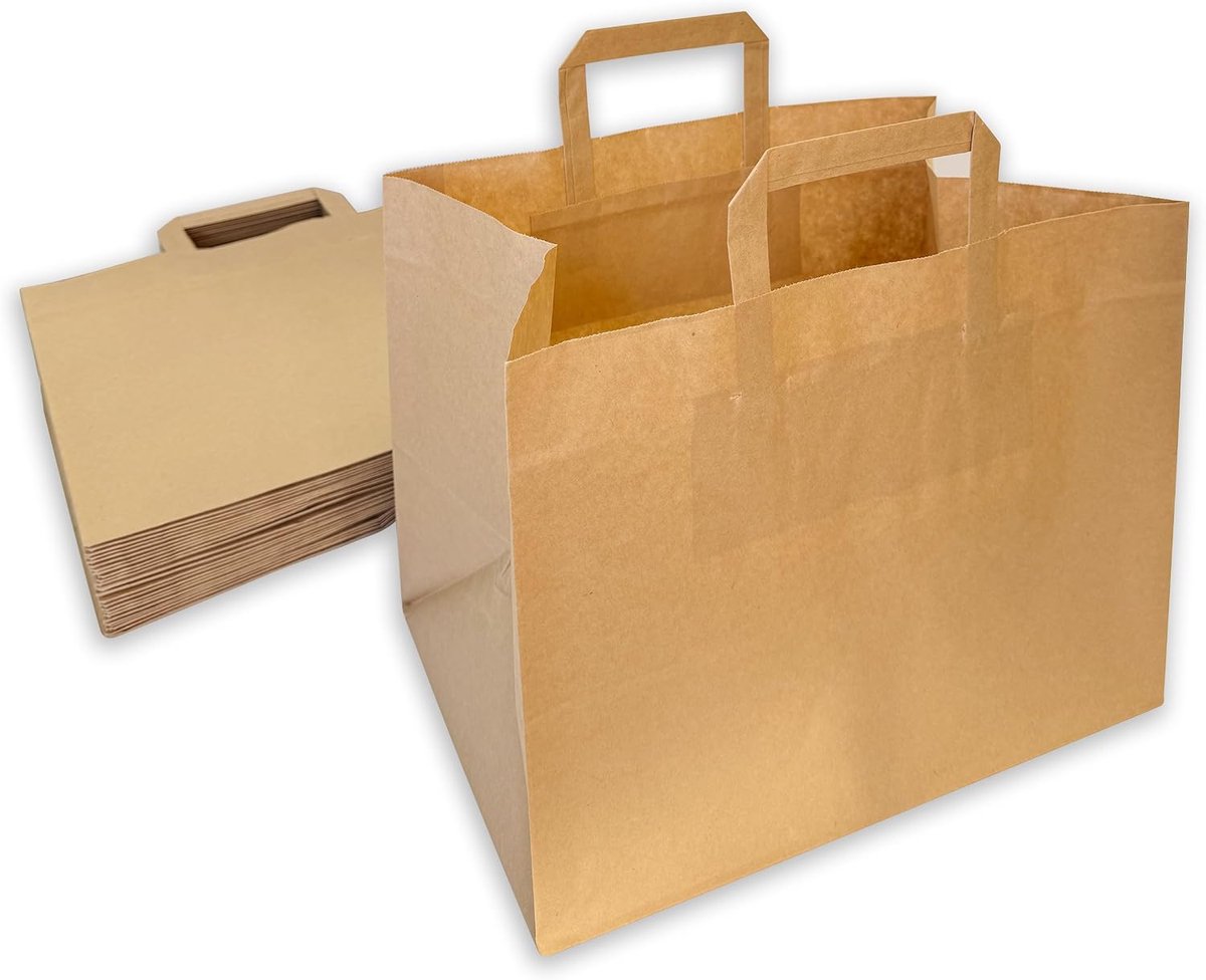 Papieren zakken 200 stuks - kraftpapier - stevige draagtassen - ideaal voor geschenken - ShopVlot