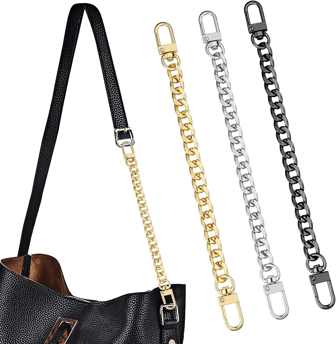 Portemonnee ketting 19cm - DIY handtas riemextender - met metalen gespen - ideaal voor handtassen - ShopVlot