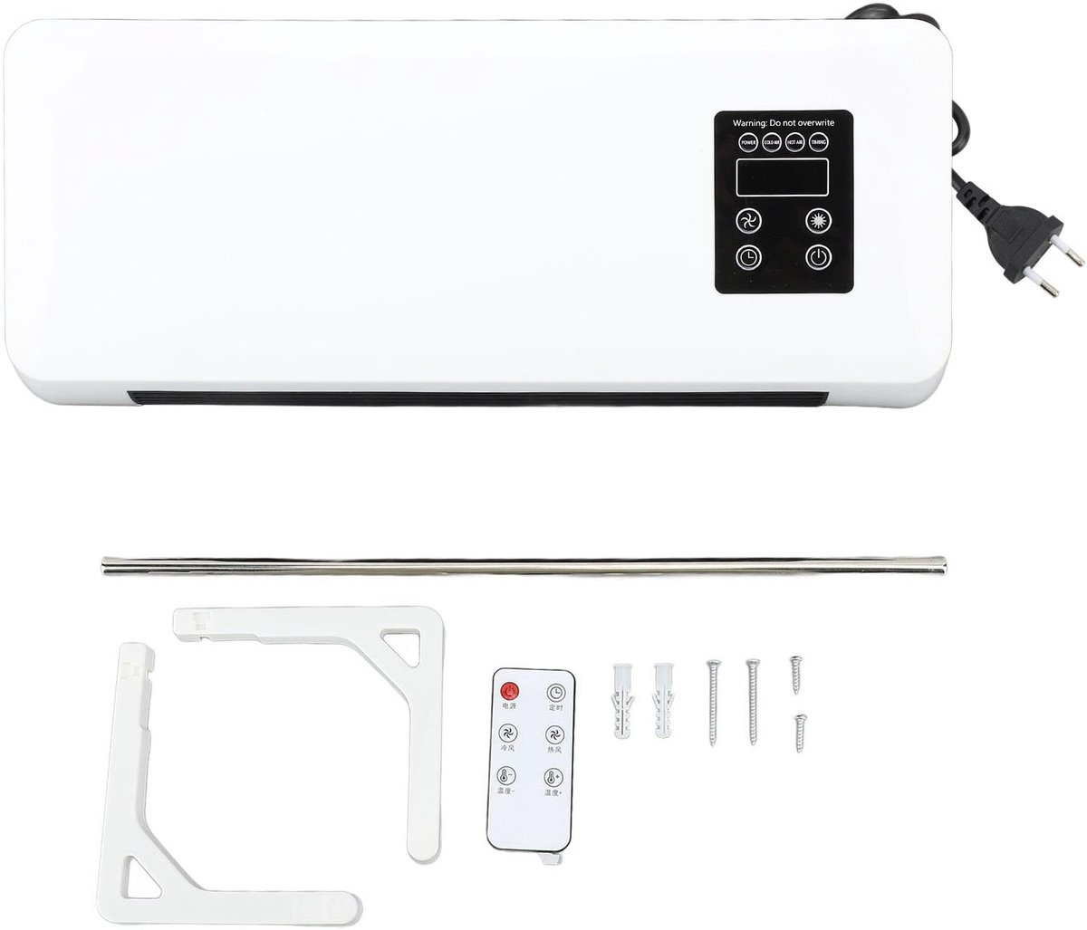 Elektrische wandverwarmer 1500 W - ABS wandgemonteerd - afstandsbediening - ideaal voor badkamer en slaapkamer - ShopVlot
