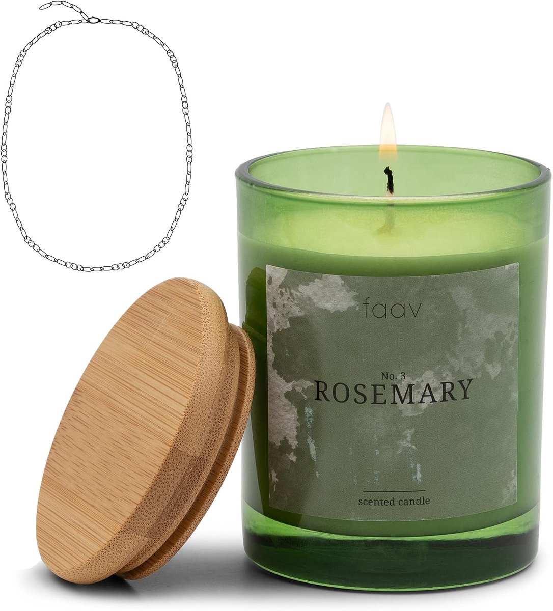 Geurkaars met Sieraad - Rosemary - Sojawas - 45 uur brandtijd - Ontdek een verborgen juweel - ShopVlot