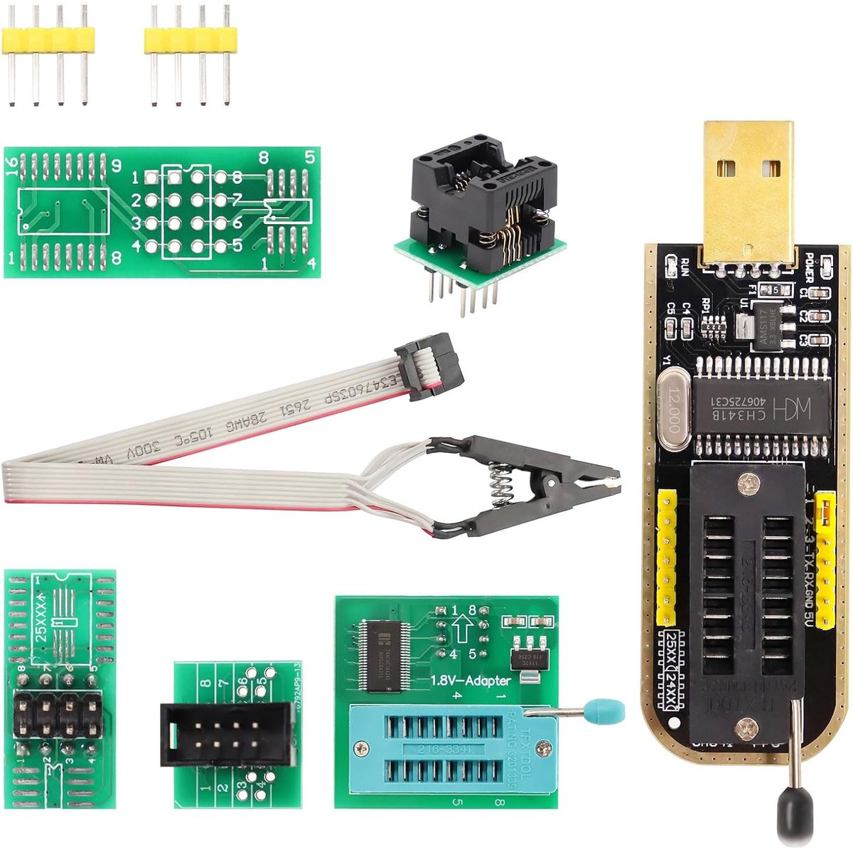 SOP8 Test Clip - USB BIOS Programmeur V1.8 - Inclusief SOIC8 en 1.8V Adapter - Geschikt voor EEPROM 25CXX/24CXX - ShopVlot