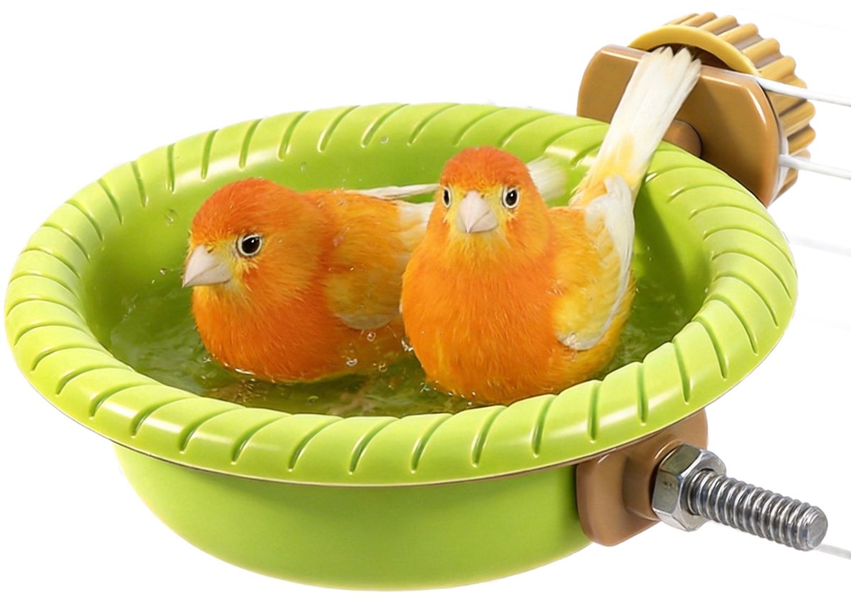 KZQ Vogelbadje - Hangend kooibad voor parkieten, valkparkieten, kanaries en grasparkieten - Stevig kunststof, makkelijk te monteren, universeel - 12 cm