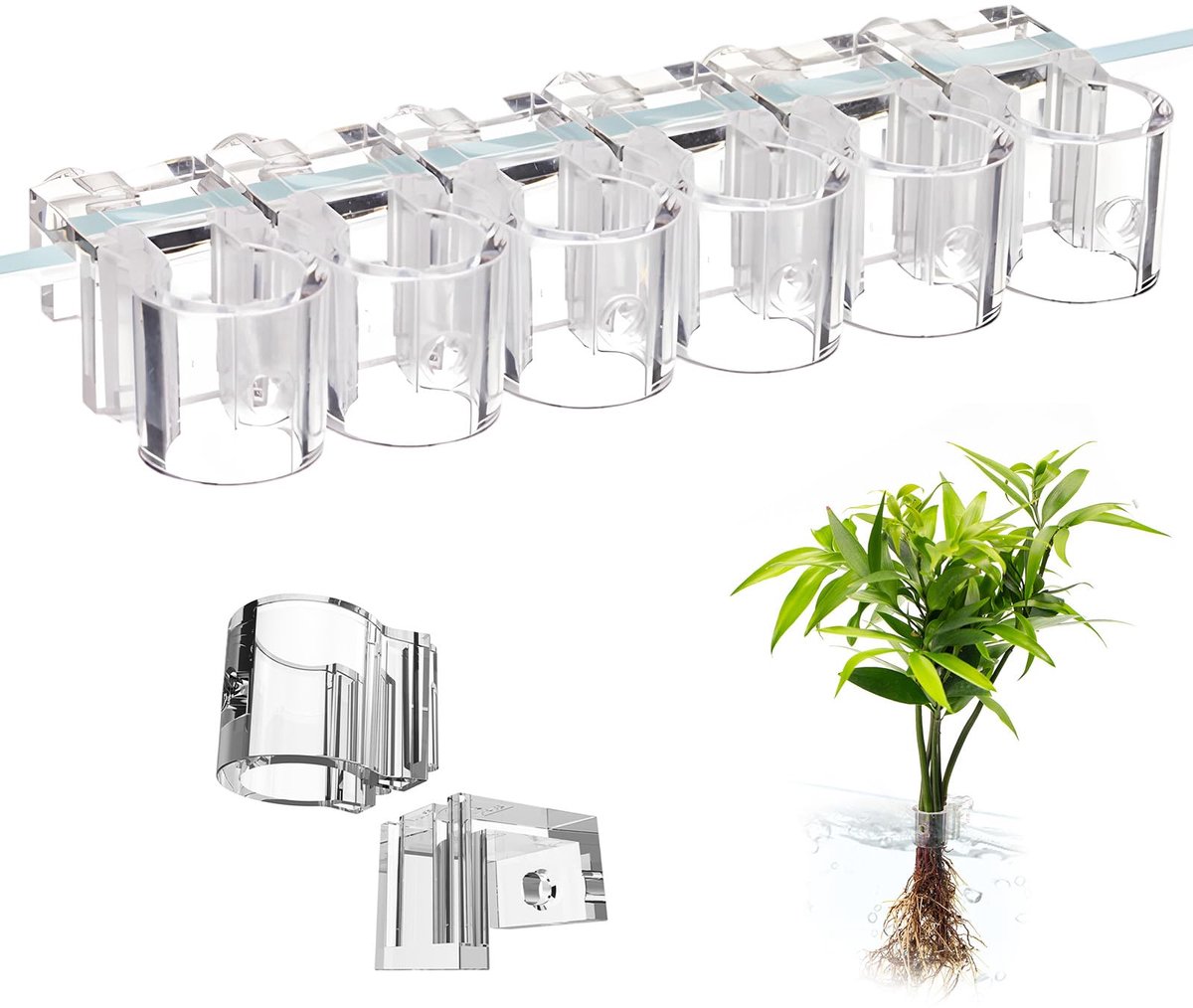 Aquarium plantenhouders 6 stuks - herbruikbare steunen - transparant waterplantenrek - eenvoudig te installeren - ShopVlot