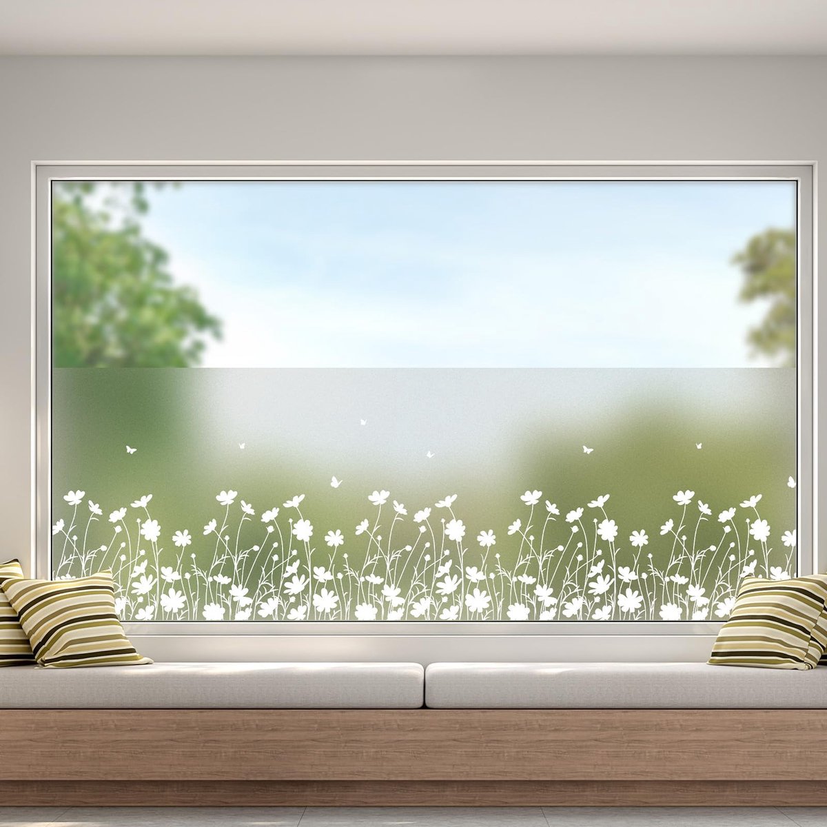 Raamfolie privacy vinyl 44,5 x 200 cm - matte glas-in-lood folie - verwijderbaar - ideaal voor keuken en badkamer - ShopVlot