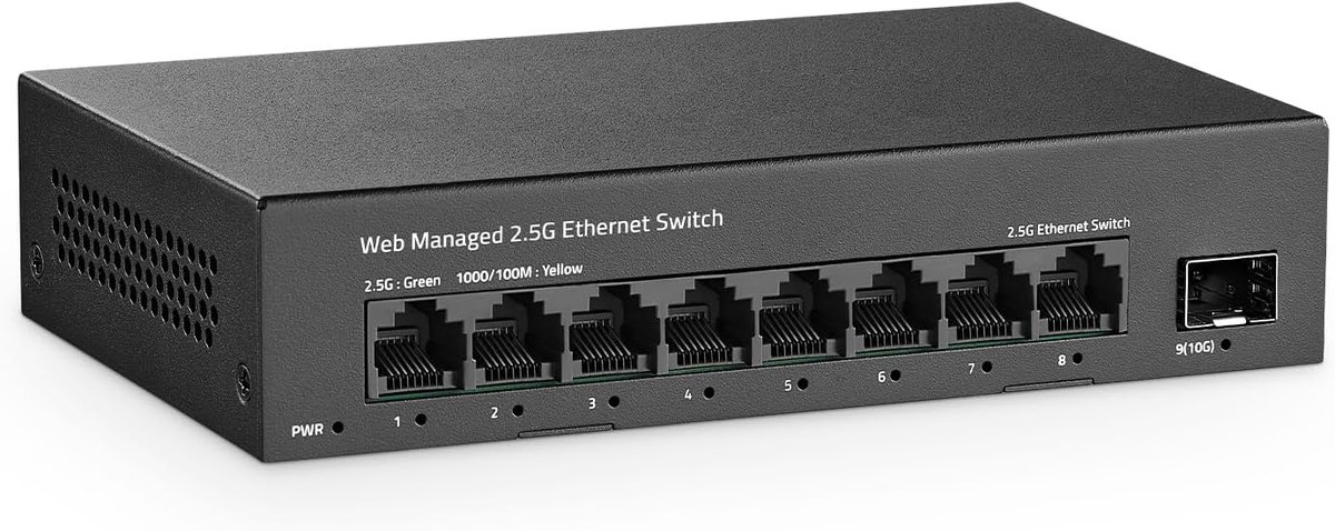 Netwerk Switch 8 poorten 2.5G - Managed metalen behuizing - Fanless - Ideaal voor hoge snelheid netwerken - ShopVlot