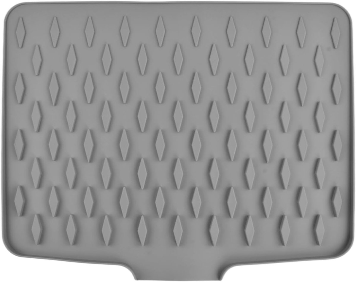 Silicone afvoer mat 40 x 30 cm - grijs - antislip en hittebestendig - snel drogen voor de keuken - ShopVlot