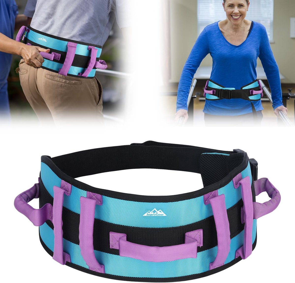 Transferband met 7 Handvatten - Padded Sling - Verstelbare Veiligheidsband - Mobiliteitshulp voor Ouderen - ShopVlot