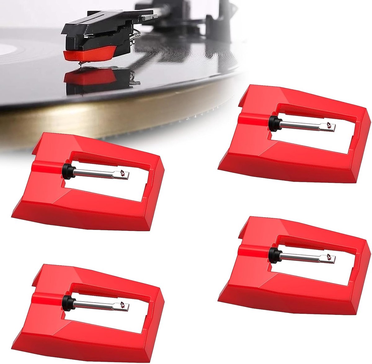 platenspeler naalden 4 stuks - reserve naalden - voor draaitafel pick-ups - verbeter geluidskwaliteit - ShopVlot