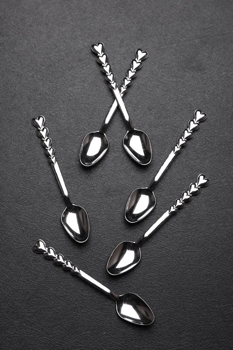 Hartvormige theelepels - 6 stuks roestvrij staal - kleine lepels - perfect voor thee en koffie - ShopVlot