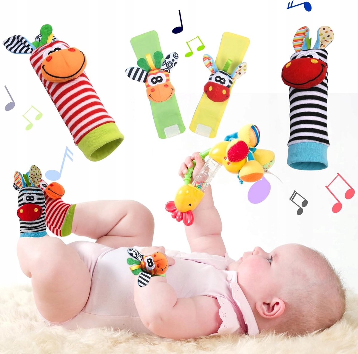 Babysokjes met Rammelaars - Sensorisch Speelgoed Cadeau 2 Paar