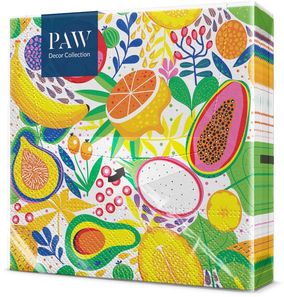 Papieren servetten 3-laags 33 x 33 cm - gedrukt met inkt op waterbasis - kleur Tropical Delight - ShopVlot