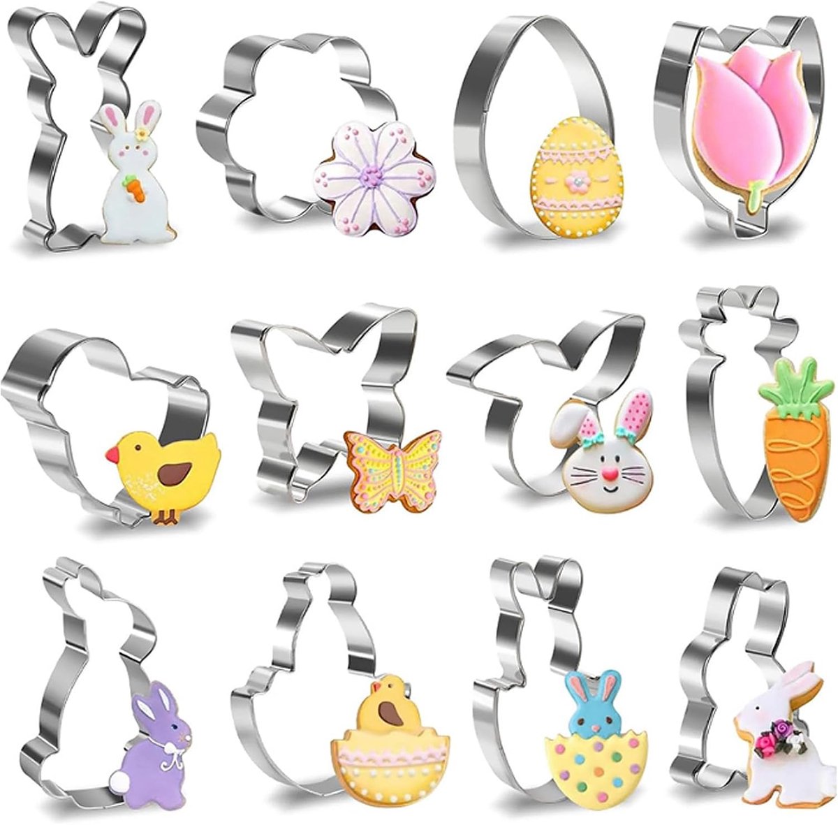 12 Piece Set Stainless Steel Cookie Cutters, Mini Cookie Cutters, Mini Cookie Cutter Set, Stainless Steel Cookie - ShopVlot