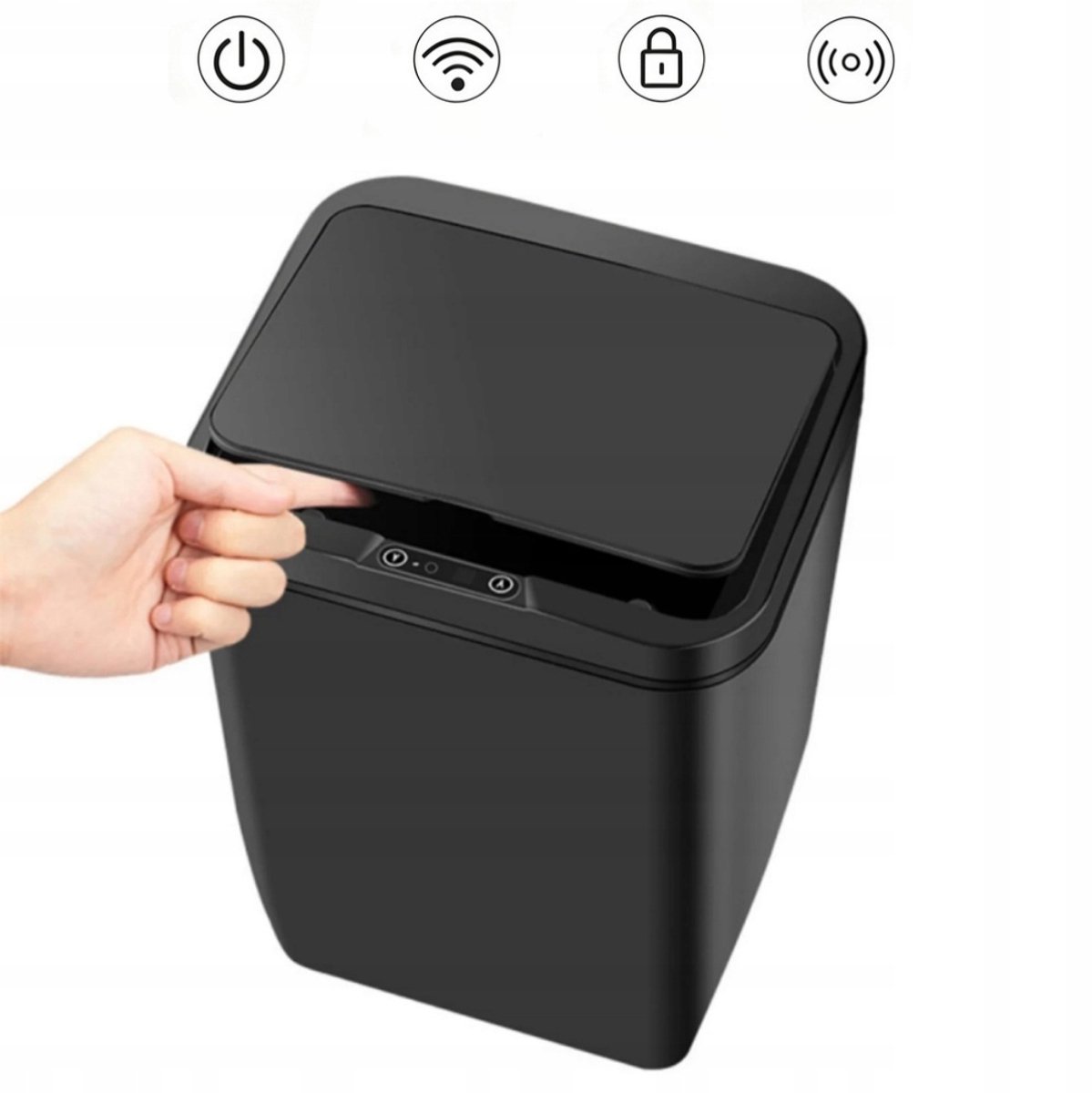 Automatische prullenbak met slanke sensor, 14L, zwart