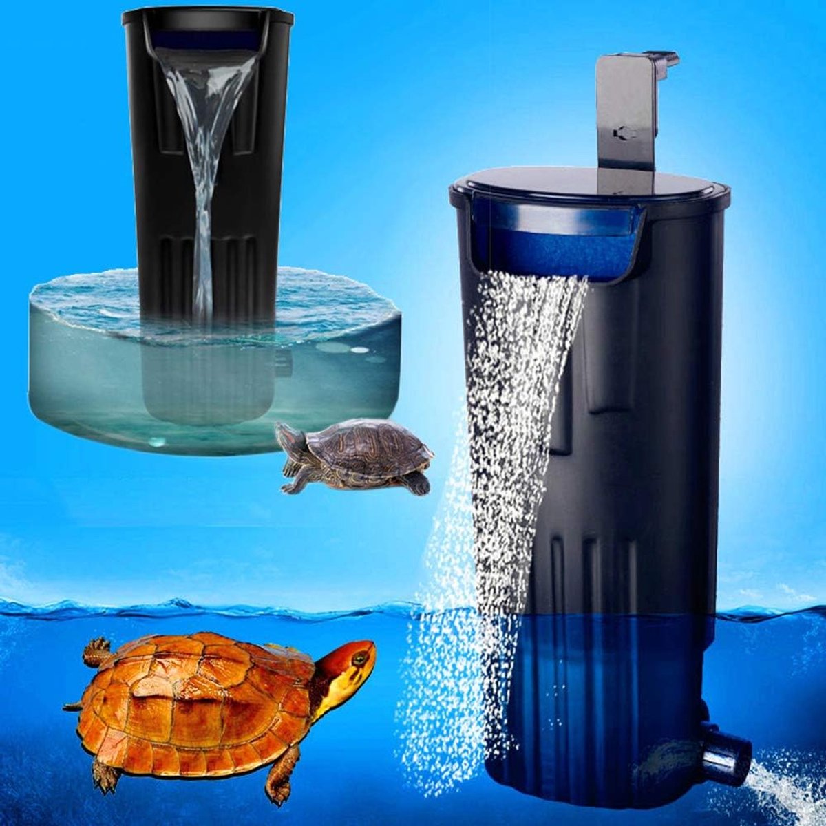 Aquariumfilter 600 L/H - Retractable waterfilter - Voor optimale watercirculatie - Geschikt voor schildpaddenreservoir - ShopVlot