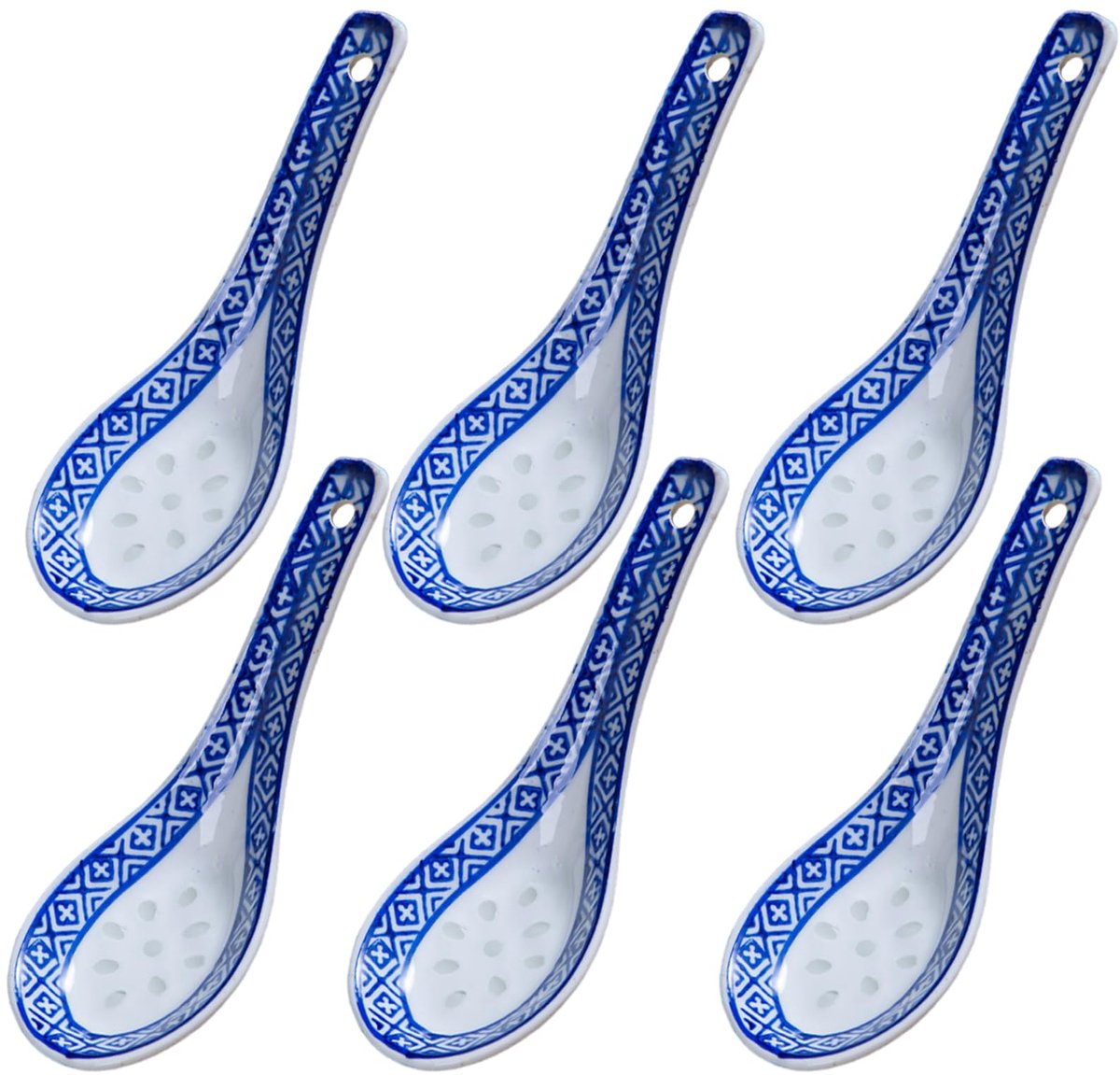 Keramische soeplepels 6 stuks - porselein - Aziatische stijl - ideaal voor soep en rijst - ShopVlot