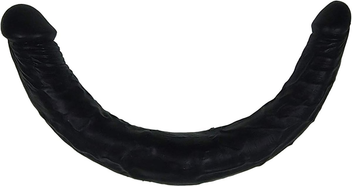 Double dildo 29,5 cm - TPE zwart - realistische vorm - voor solo en koppels - ShopVlot