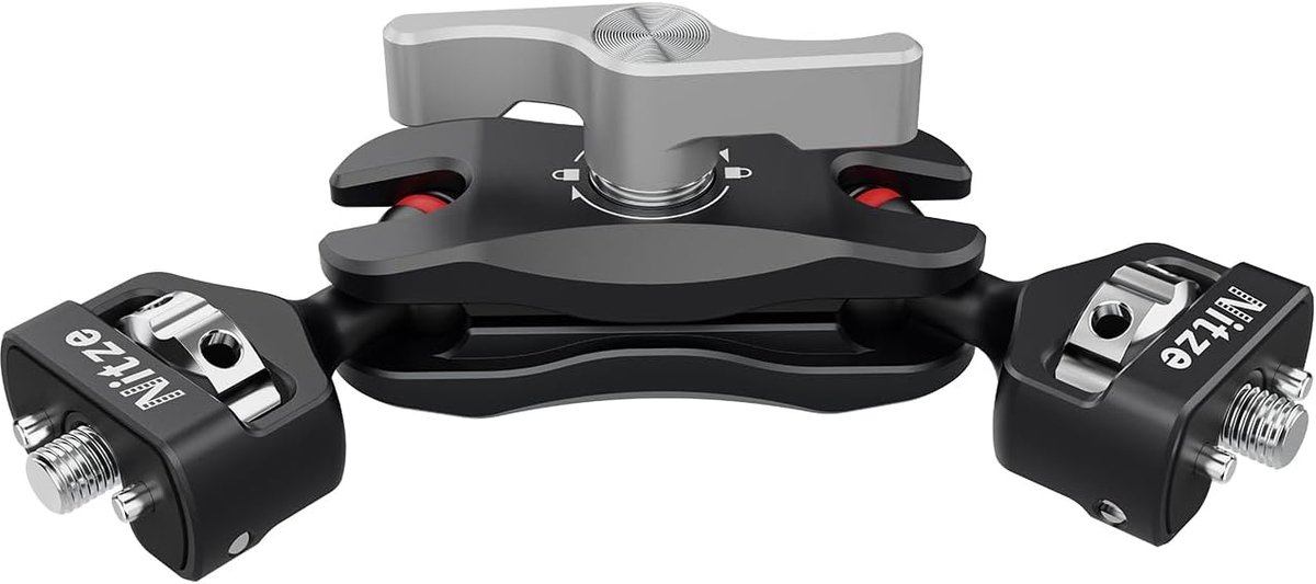 Magic arm camera mount met dubbele balhoofden - aluminiumlegering - 180° kanteling & 360° rotatie - ShopVlot