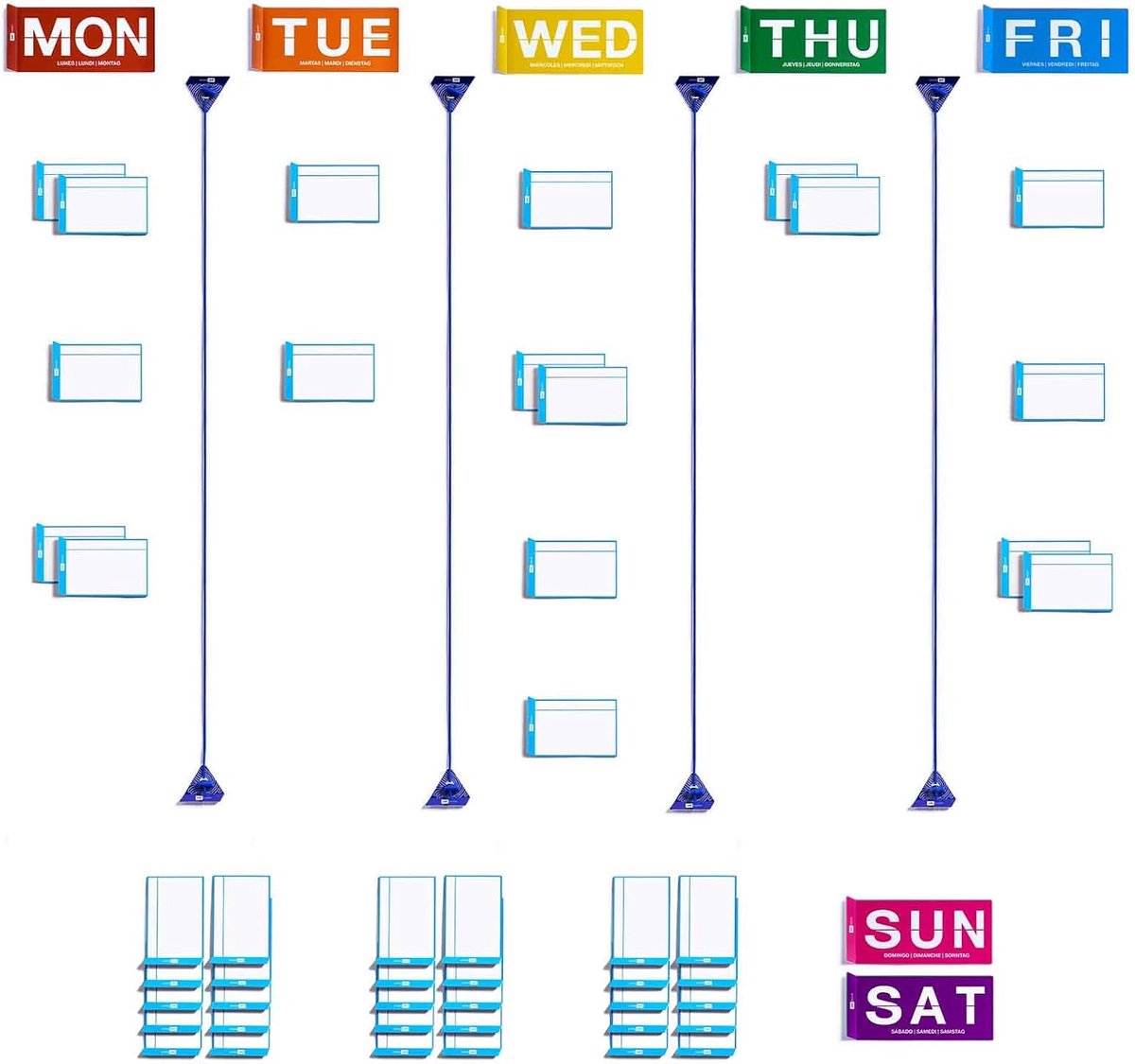 Planningbord Agile wekelijks - magnetisch en herbruikbaar - voor teamcommunicatie - 61 items - ShopVlot