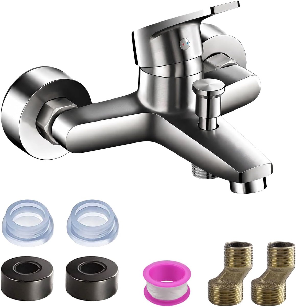 Badkraan douchekraan - gunmetal-grijs chroom - mengkraan voor douche en bad - duurzame temperatuurregeling - ShopVlot