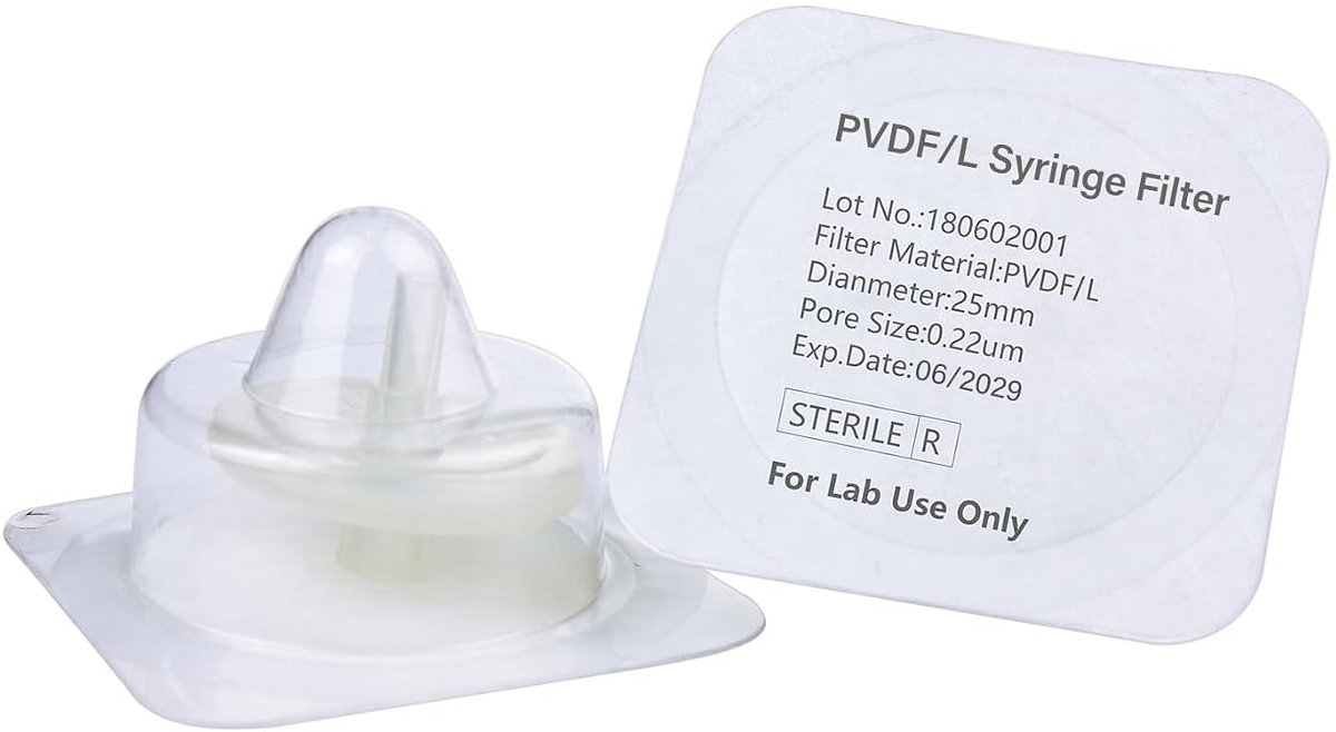 Steriele spuitfilters 25mm - PVDF membraan - 0.22μm poriegrootte - HPLC en GC filtratie - ShopVlot