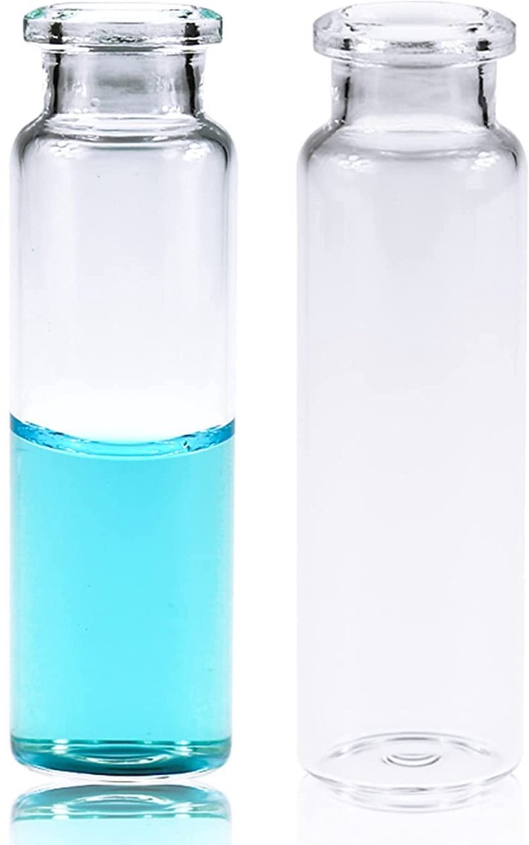 Glasvials 20ml - Borosilicate Glas - Krimpkraag ontwerp - Geschikt voor laboratoriumanalyse - ShopVlot
