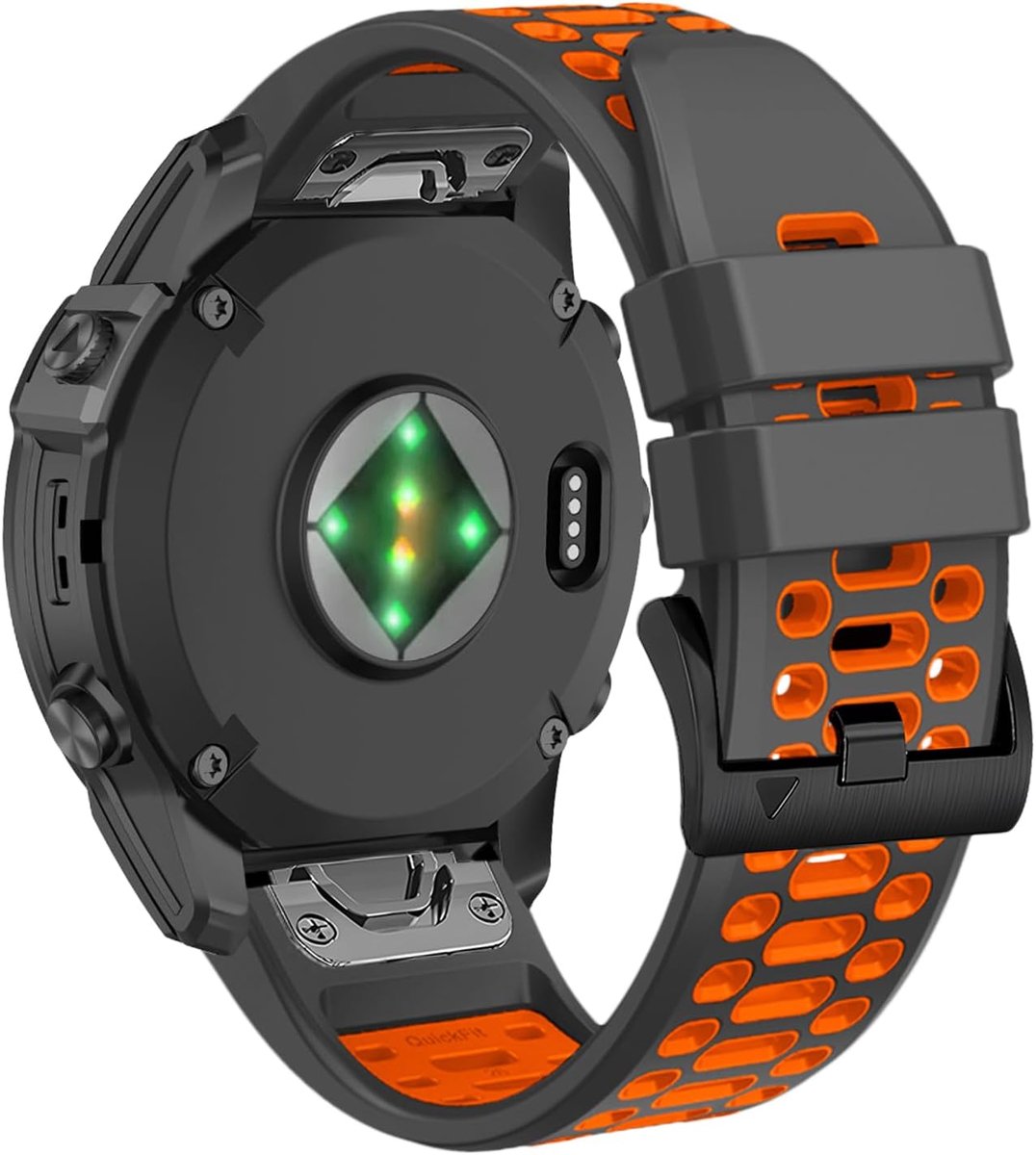 Horlogeband 22mm - Zacht siliconen vervangband - Grijs en oranje - Ideaal voor sportactiviteiten - ShopVlot