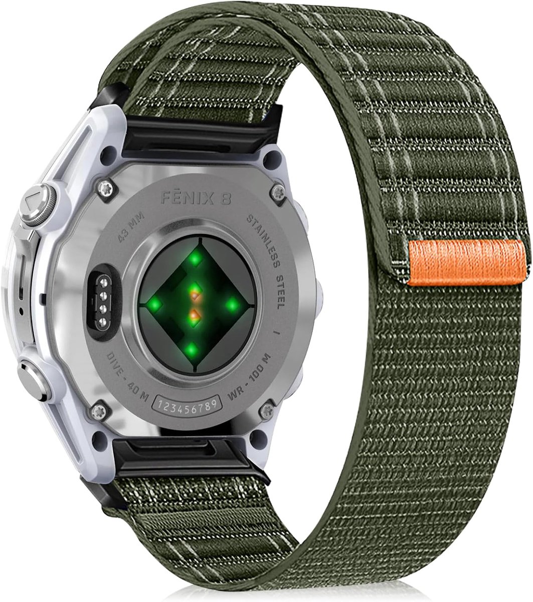 Nylon Horlogeband 20mm - Geschikt voor Garmin Fenix 8/7S Pro/6S Pro/5S Plus - Groene Vervangband - ShopVlot