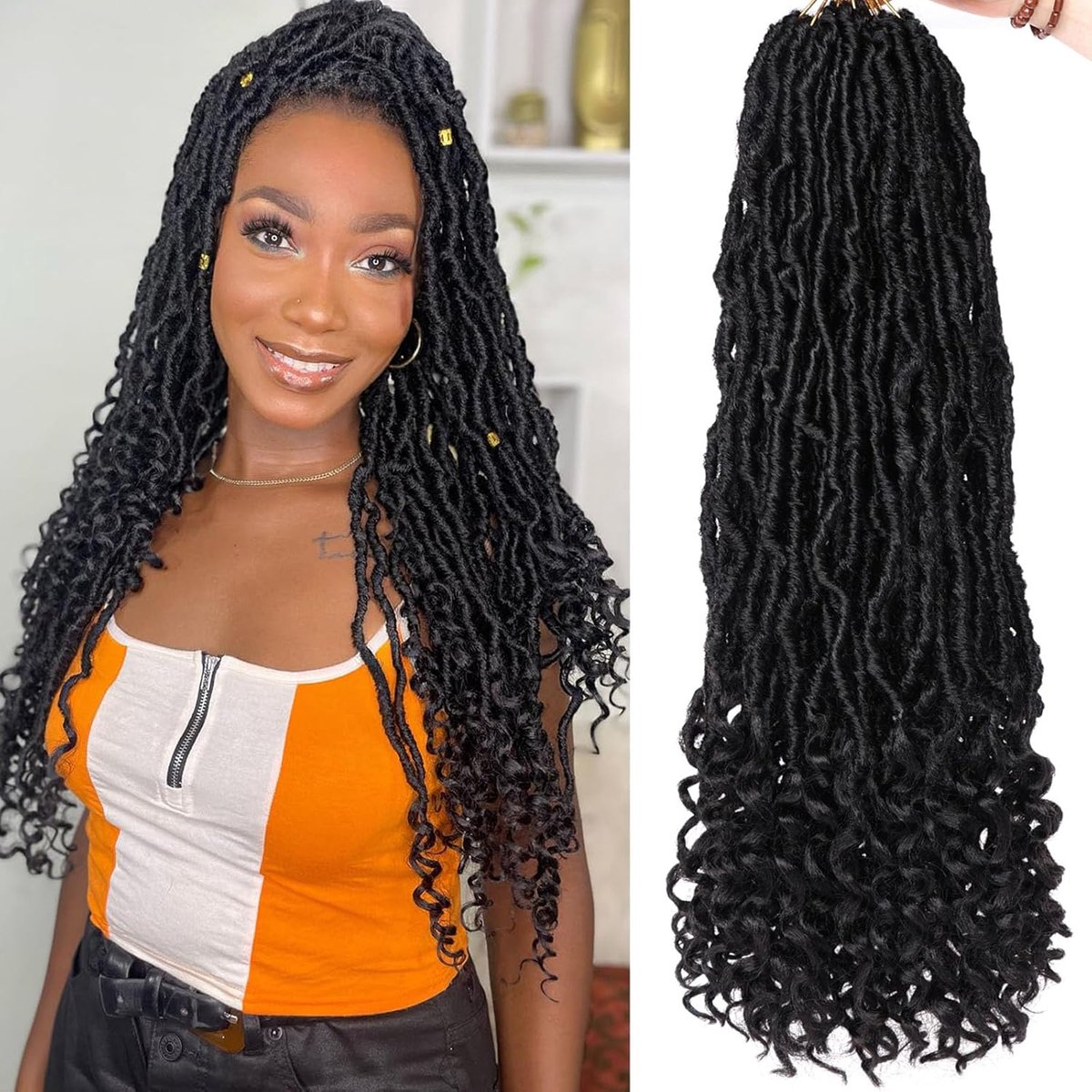 24 Inch Faux Locs Haak Haar - Curly Ends - 7 Packs Synthetisch Haar - Comfortabele en Zachte Lokken - ShopVlot