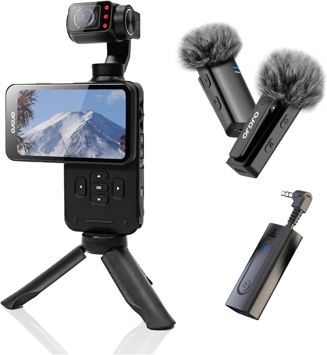 Videocamera 4K 60 fps - 3-assige gimbal stabilisatie - 3,5 inch draaibaar touchscreen - ideaal voor vloggen - ShopVlot