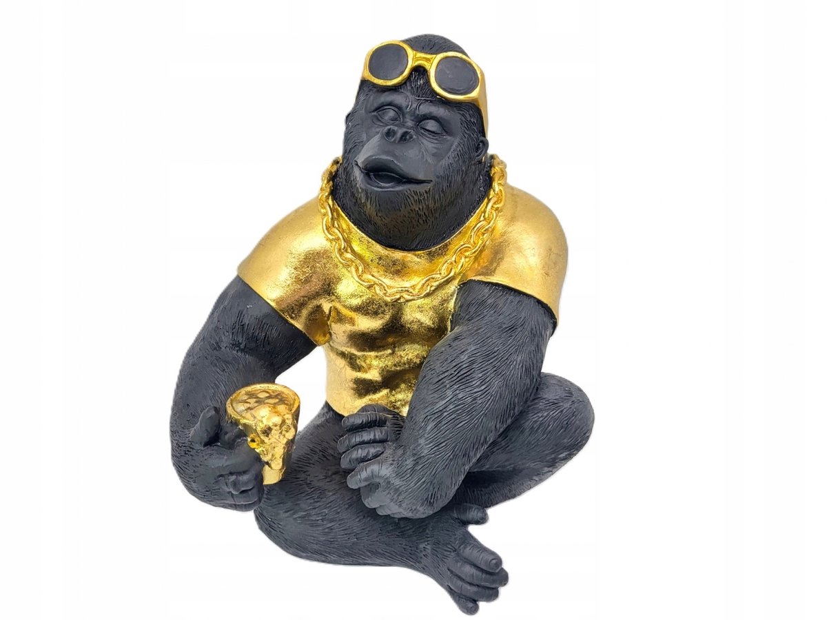 Merkloze Gorilla Figuur Zwart-Goud 25,5 cm