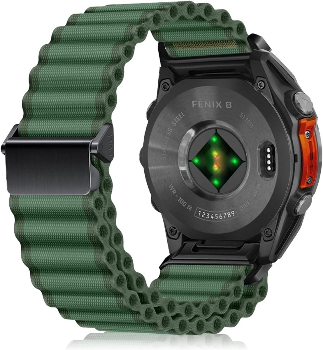 Horlogeband 26mm - Nylon vervangband - Groen - Geschikt voor Garmin Fenix 8/7X/6X - ShopVlot
