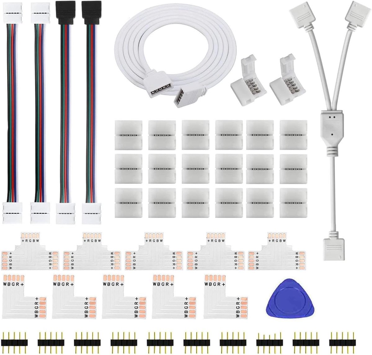 LED strip connector 5pin 12mm - inclusief solderless verbindingen - 9,8FT verlengkabel - eenvoudig te installeren - ShopVlot