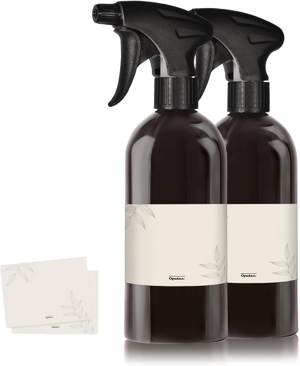 Sprayflessen 2 x 500 ml - zwarte kunststof - verstelbare spraykop - ideaal voor planten en schoonmaak - ShopVlot