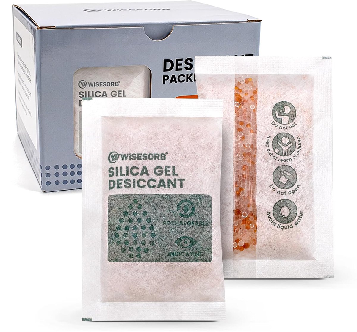 Silicagel 50 g x 10 stuks - herbruikbaar - kleurindicator - ideaal voor fotoapparaten en schoenen - ShopVlot